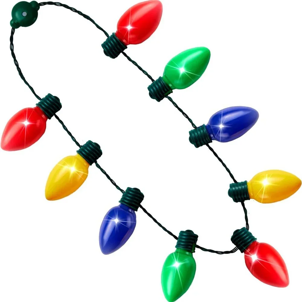 6 Packs Christmas LED Light Up Bulb Necklaces 9 Bulbs LED Necklaces Holiday Nack
